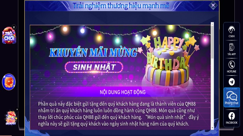 Qh88 khuyến mãi mừng sinh nhật khách hàng